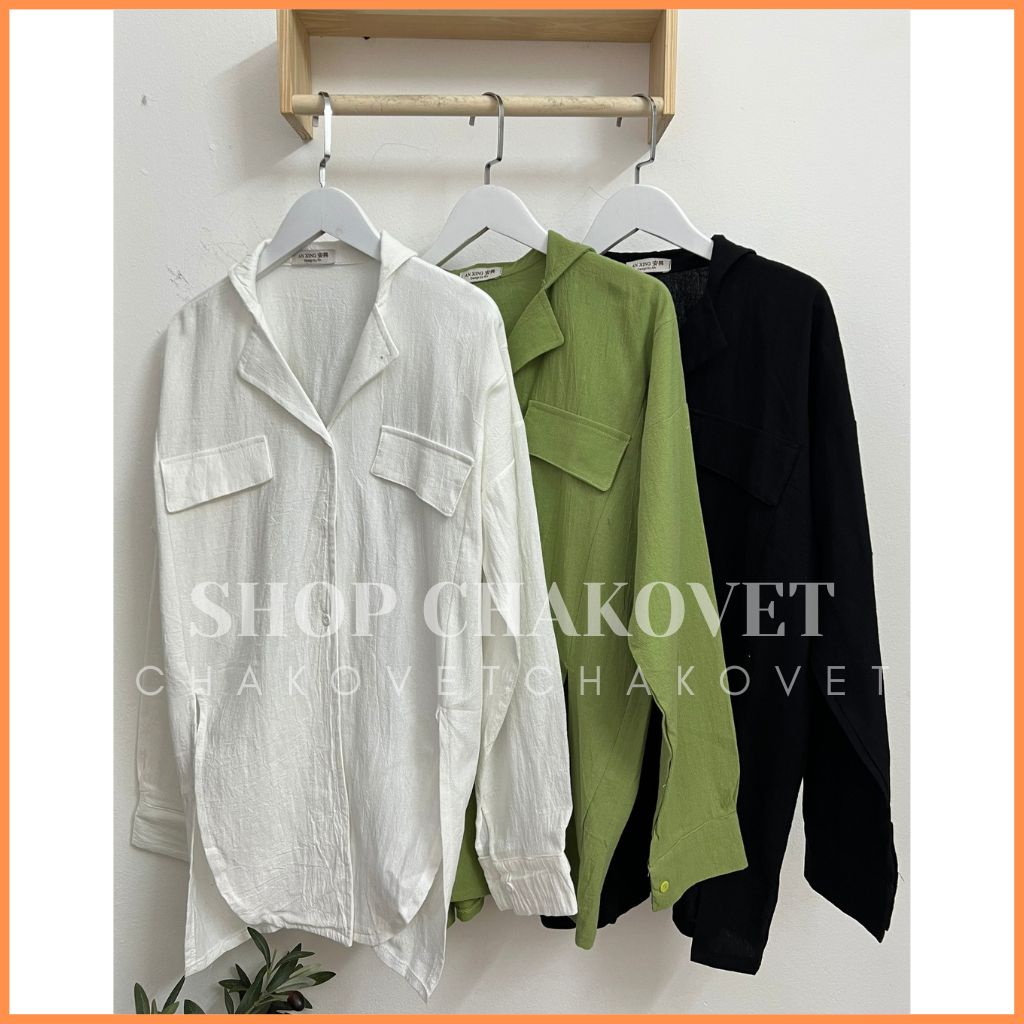 Áo sơ mi nữ dài tay Uzzang Vintage A8423 Áo đũi cổ Vest xẻ tà giả túi học sinh, công sở mặc siêu đẹp - CHAKOVET