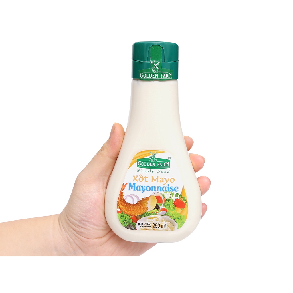 Xốt Mayonnaise Golden Farm là lựa chọn hoàn hảo cho món salad tươi giòn, hanh đạm giúp cho mỗi món ngon càng thêm đậm đà