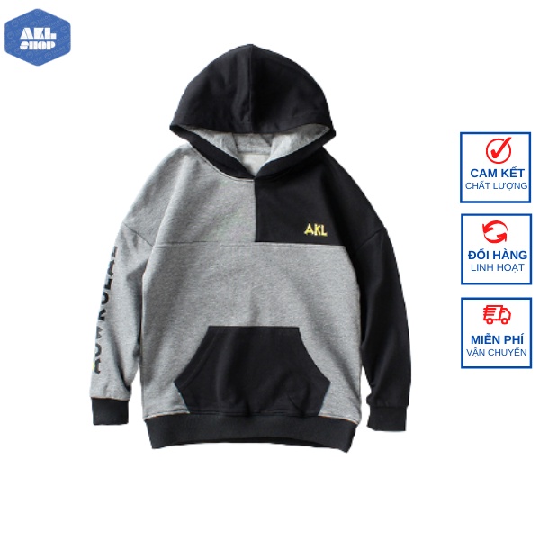 Áo khoác bé trai size đại AKL, áo nỉ hoodie phong cách Hàn Quốc cho bé 5 đến 14 tuổi nặng 25kg đến 45kg