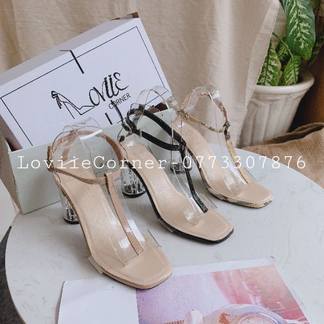[Mã SKAMFSW175 giảm 10K đơn 50K] SANDAL NỮ XỎ NGÓN LOVIIECORNER GIÀY SANDAL CAO GÓT ĐẾ VUÔNG 3 PHÂN S210703