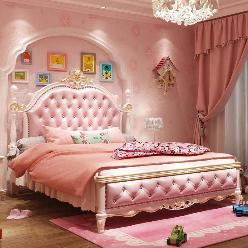 Giường ngủ bé gái phong cách Mỹ công chúa kiểu châu Âu 1.5 phòng kết hợp bộ nội thất