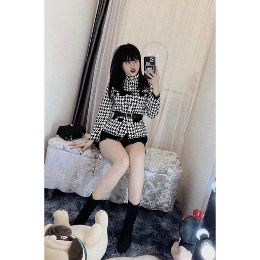 Áo dạ ziczac hot hit kèm đai | BigBuy360 - bigbuy360.vn