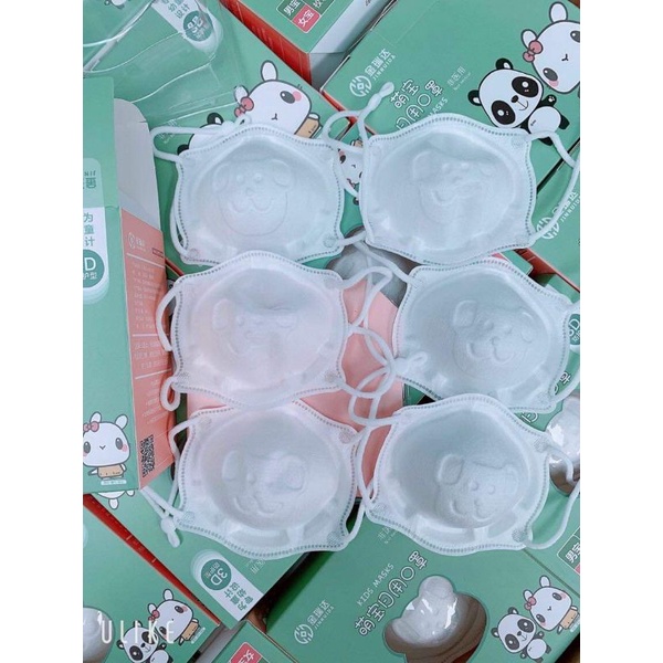 Hộp 6 cái khẩu trang gấu cho bé sơ sinh 0-2 tuổi