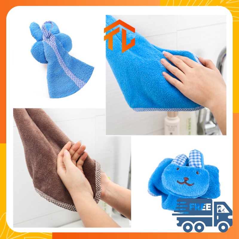 KHĂN LAU TAY COTTON ĐẦU THÚ - KHĂN LAU NHÀ BẾP COTTON CÓ MÓC TREO THẤM NƯỚC