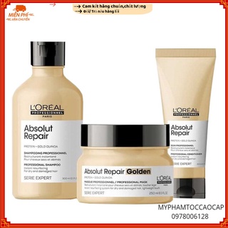 NEW 2022 Dầu xả tóc phục hồi tóc Gold Quinoa+Protein Absolut Repair Conditioner L'oreal 200ml