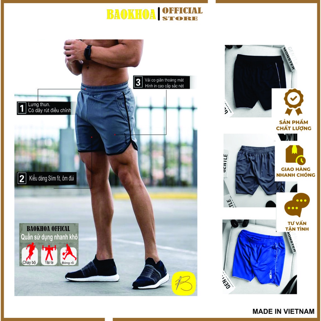 Quần đùi thể thao ECHT, Combo 3 Quần tập gym,Quần chạy bộ BAOKHOA OFFICAL size L XL 2XL 3XL.