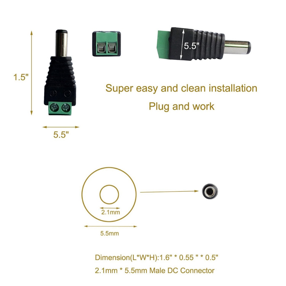 Đầu Cắm Nguồn Dc 2.1x5.5mm Cho Cctv