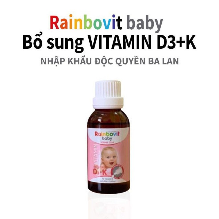 VITAMIN D3 + K RAINBOVIT BABY 30ML - NHẬP KHẨU BA LAN