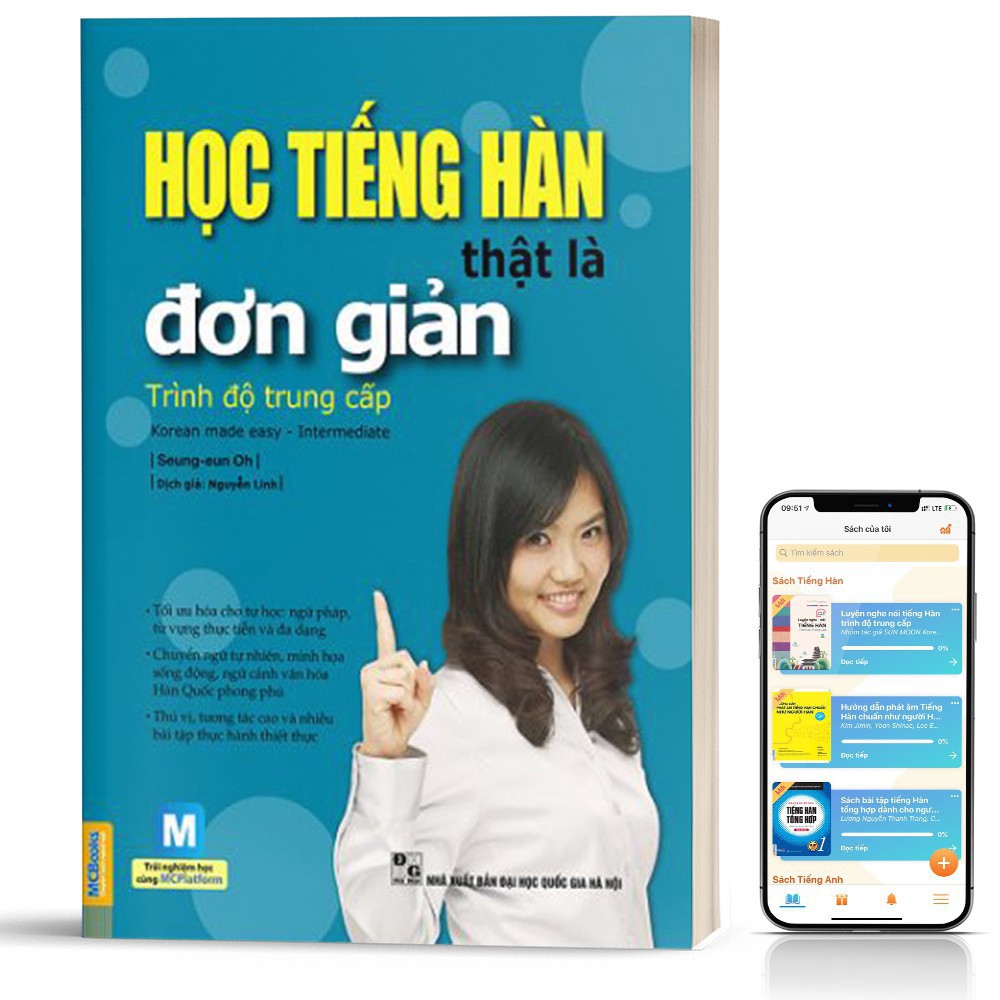Sách - Học Tiếng Hàn Thật Là Đơn Giản Trình Độ Trung Cấp - Học Kèm App Online [MCBOOKS]