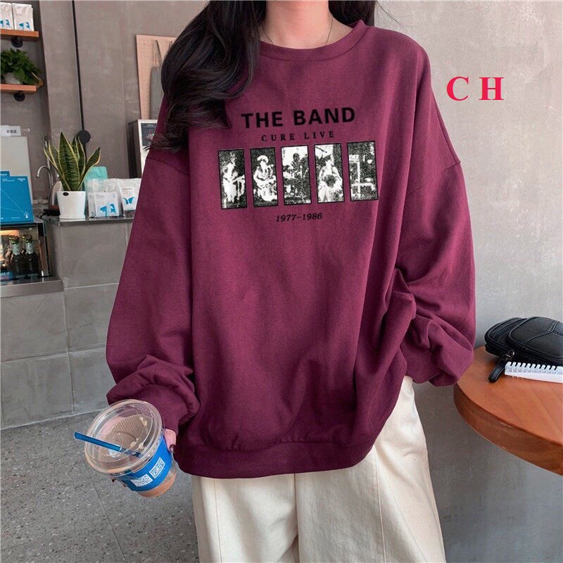 Áo Nỉ The Band Đỏ PEONYB Nữ [FREESHIP] 🌸 Sweater form rộng tay bồng, hoodie cổ tròn vintage cá tính Ulzzang 🌸 | BigBuy360 - bigbuy360.vn