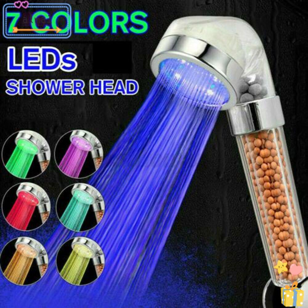 Ama🍀 Đầu Vòi Hoa Sen Có Đèn LED Rgb Lọc Nước Ion Âm Cao Áp Suất Cao Cầm Tay Không Đổi Màu