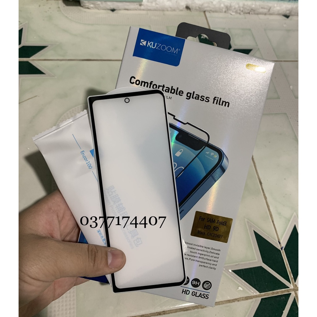 Samsung Galaxy Z fold 3, Z Fold 4 5G, Z Fold 5_ Dán kính cường lực Kuzoom 9D Full màn hình chính hãng