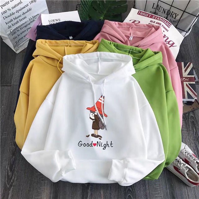 Áo hoodie người Good Night cô gái mũ đỏ HARI1119