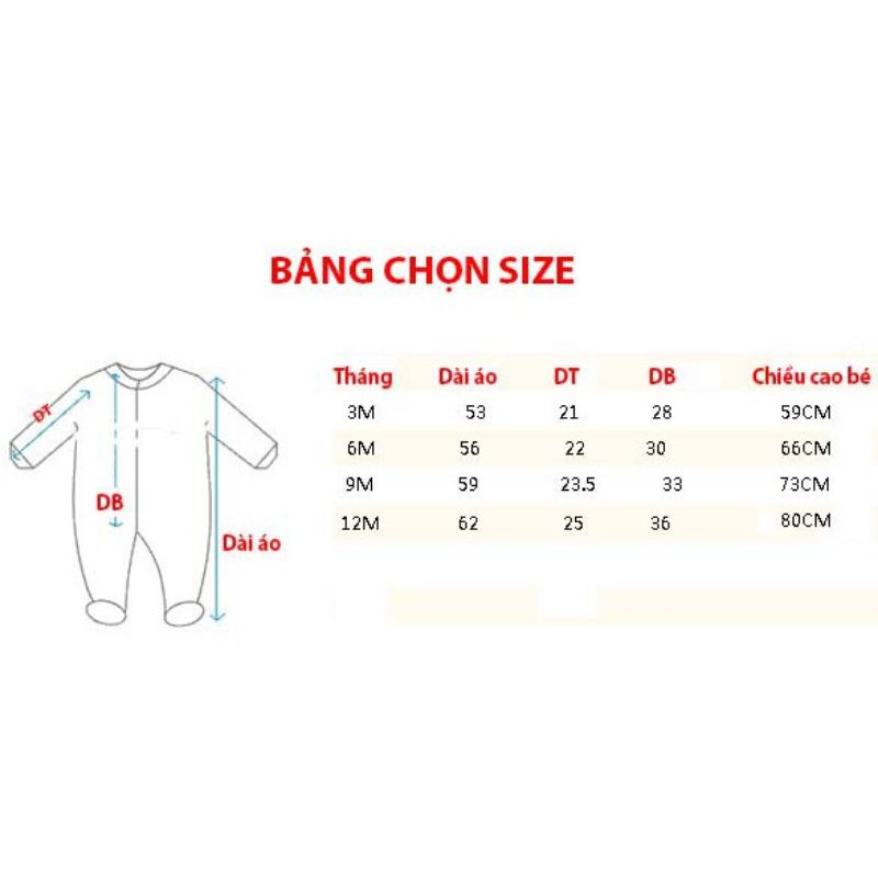 Body ủ bông siêu dày cho bé 3 -10kg hàng QCCC