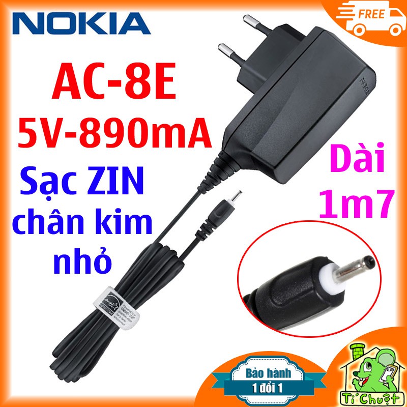 [ZIN THEO MÁY] Sạc Nokia chuôi nhỏ AC 8E 890mA chân kim