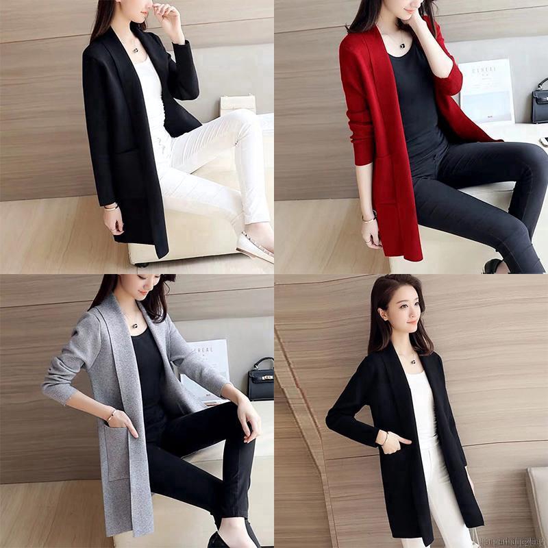 Áo khoác Cardigan dệt kim màu trơn thời trang mùa thu cho phái nữ