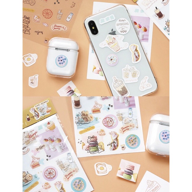 Set 3 tấm sticker cute hình dán sổ tay chủ đề Mùa Thảnh Thơi