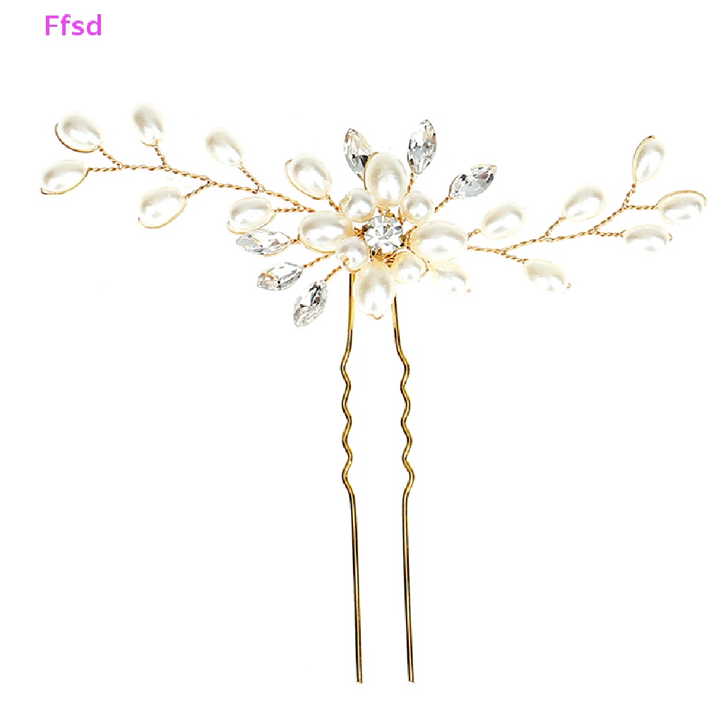 {Ffsd} Trâm Cài Tóc Pha Lê Hình Hoa Đính Ngọc Trai Thủ Công Thanh Lịch Trang Trí Cô Dâu / Tiệc Cưới * Bán Chạy