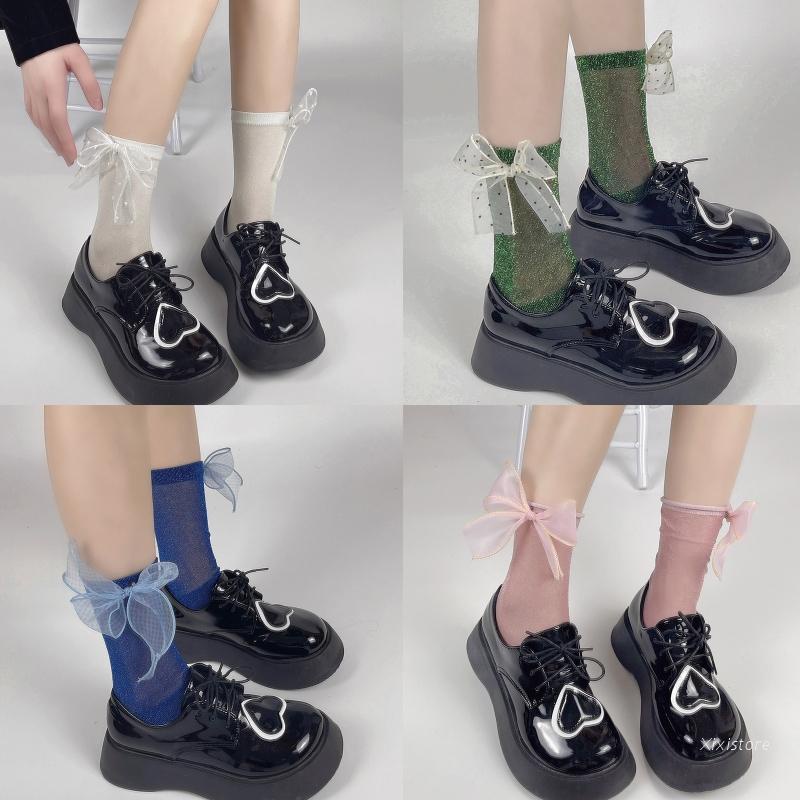 XIXI Đôi Vớ Lưới Đính Nơ Xinh Xắn Cho Nữ