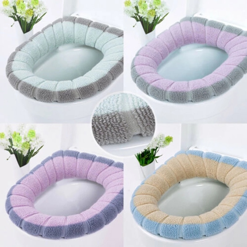 Đệm Lót Bồn Cầu Bằng Polyester Mềm Mại Giữ Ấm Mùa Đông Có Thể Giặt Rửa Cho Nhà Tắm