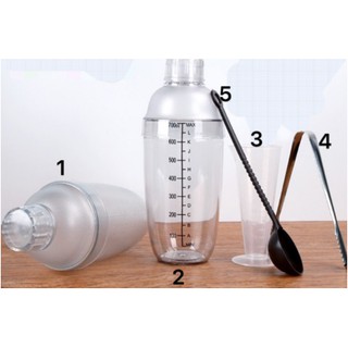 Bộ 5 món dụng cụ pha chế - bình lắc nhựa