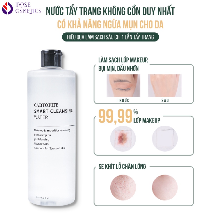 Nước tẩy trang Caryophy Smarrt Cleansing Water 60ml, 300ml và 500ml IROSE-CARNTT