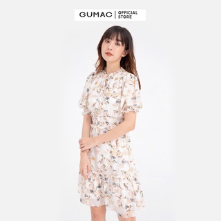 Đầm xòe nữ xẻ V nhún eo GUMAC DB727