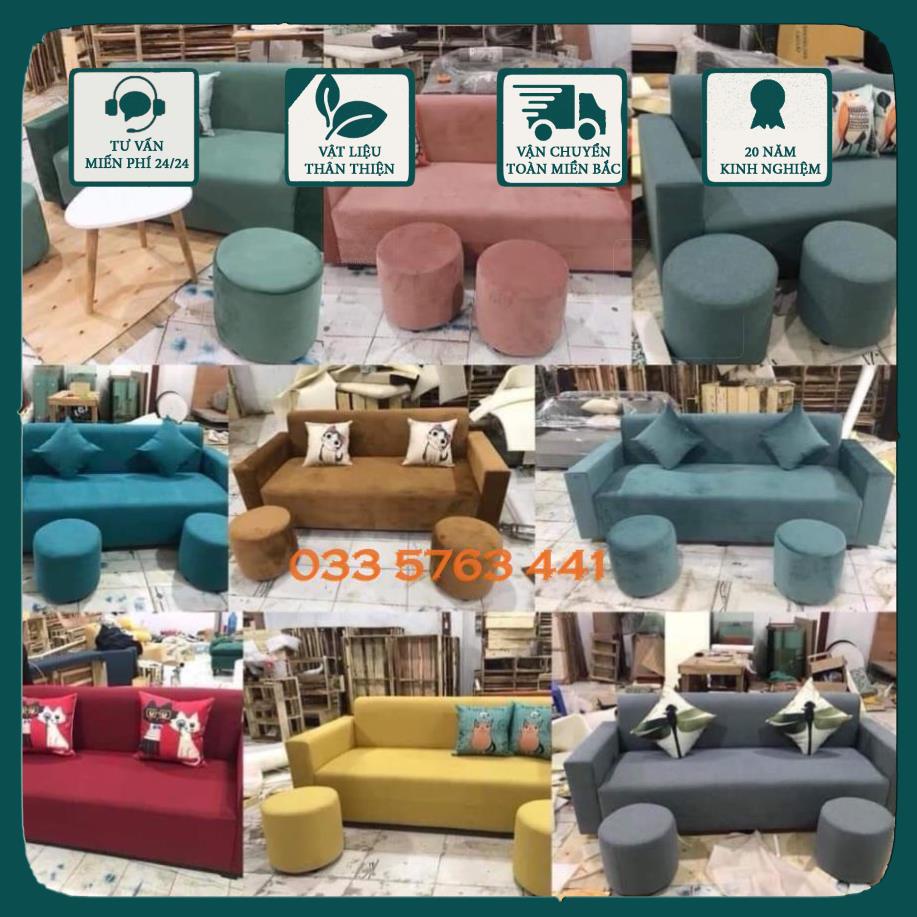 Combo 5 món sofa nỉ văng dài 1,6 mét  hoặc 1,8 mét hơn 100 màu chỉ vận chuyển miền Bắc ! .