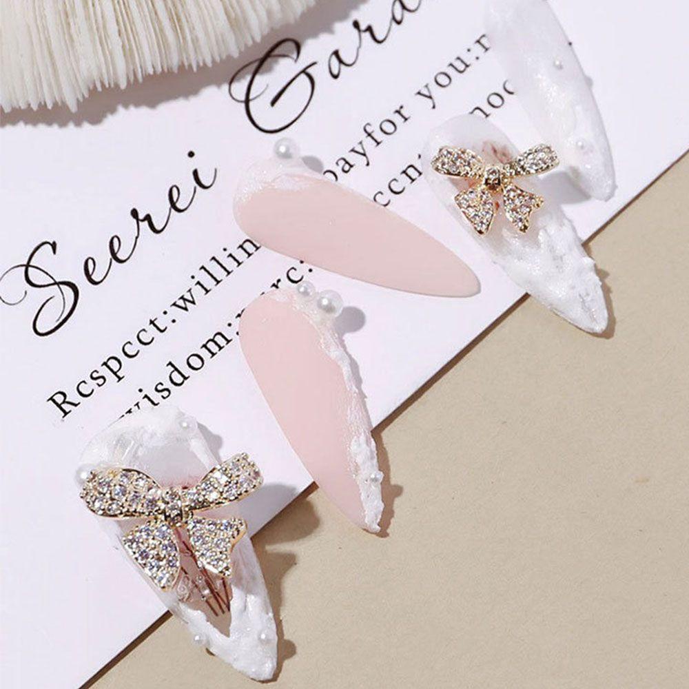 OCEANMAP Phụ Kiện Trang Trí Móng Tay Hình Nơ Đính Đá Sang Trọng