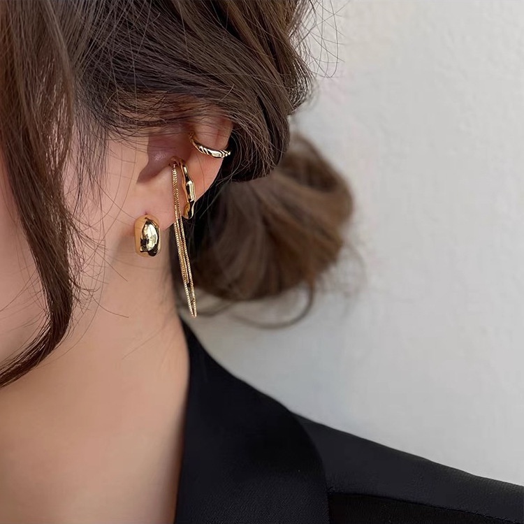 (0442) Set Bộ Khuyên Tai Và Kẹp Vành Cá Tính Thanh Lịch Hàn Quốc
