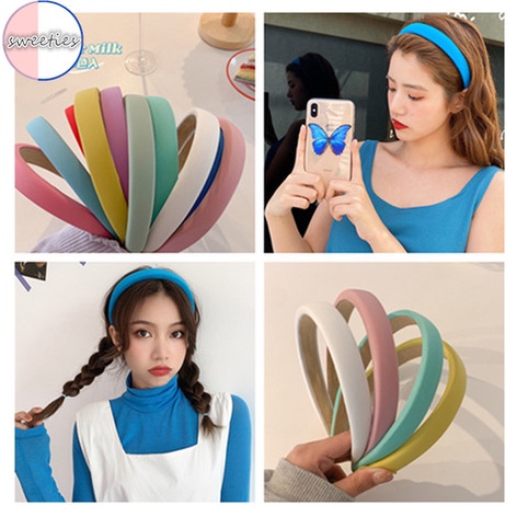 Băng đô xốp rửa mặt màu sắc ngọt ngào đơn giản phong cách Hàn Quốc cho nữ