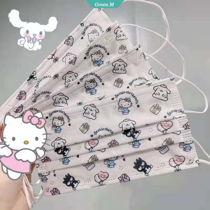 Set 40 Khẩu Trang In Hoạt Hình Sanrio Hello Kitty Dùng Một Lần Không Kèm Hộp