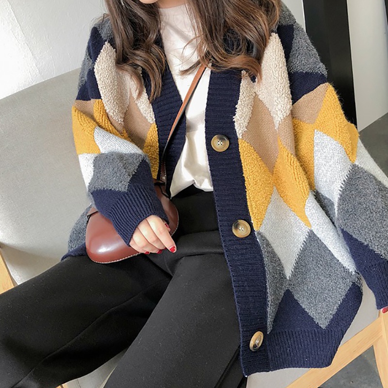IELGY Áo khoác cardigan IELGY dệt kim dáng rộng phong cách Hàn Quốc cho nữ