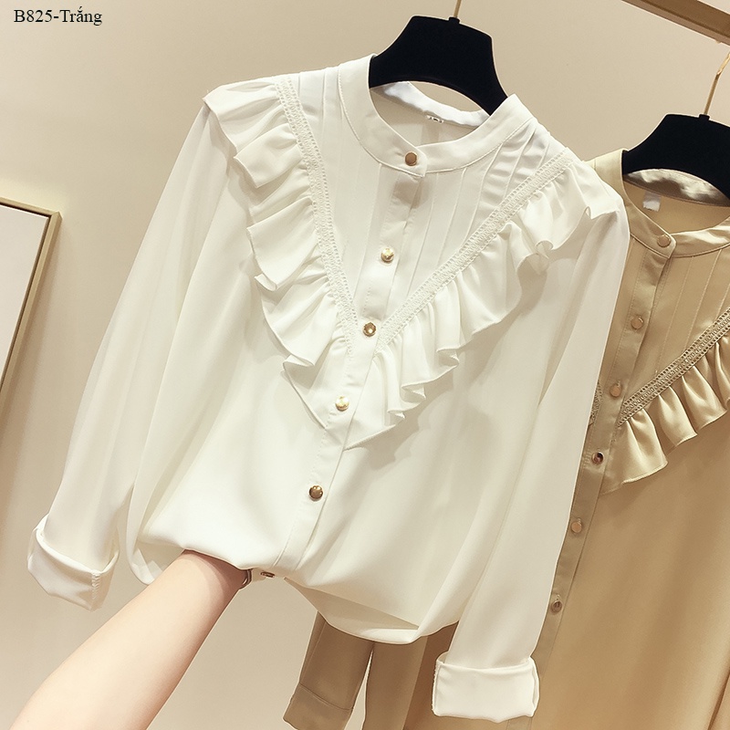 B825 ÁO SƠ MI VIỀN CỔ PHỐI REN