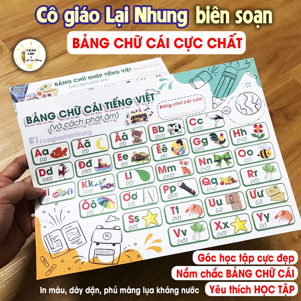 Bảng chữ cái tiếng Việt, chữ ghép, bảng vần, bảng cộng trừ học Toán