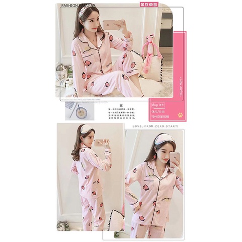 Đồ bộ nữ pijama dài tay cotton sữa mặc nhà mềm mịn thoải mái hàng Quảng Châu đồ ngủ pizama giá rẻ