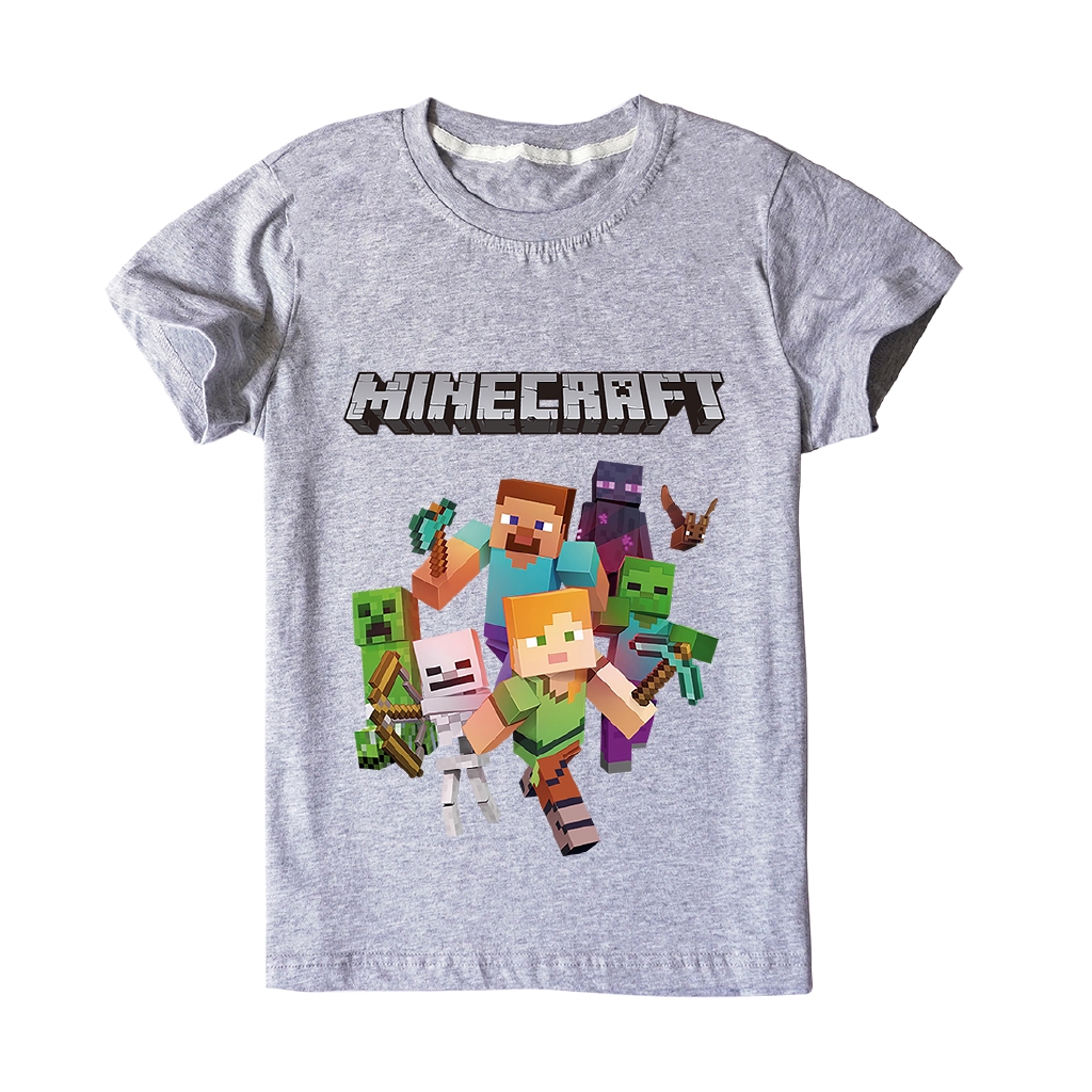 Áo Thun 100% Cotton In Họa Tiết Game Minecraft Dành Cho Các Bé