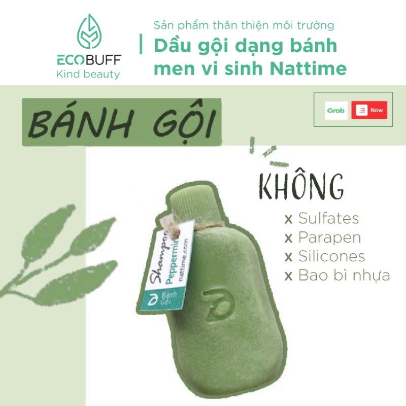 Dầu gội đầu thiên nhiên lành tính dạng bánh shampoo bar tinh dầu bưởi Nattime giảm tiết dầu, gãy rụng Handmade - Ecobuff | BigBuy360 - bigbuy360.vn