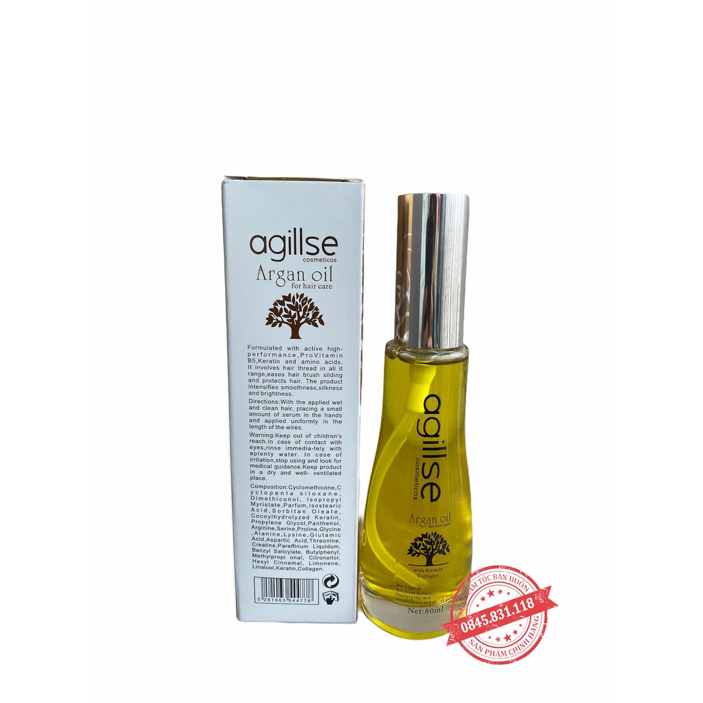 Tinh dầu dưỡng tóc Agillse (Argan oil) 80ml Phục hồi tóc hư tổn, kích thích mọc tóc ⚜️Hàng Chính Hãng⚜️ CT78