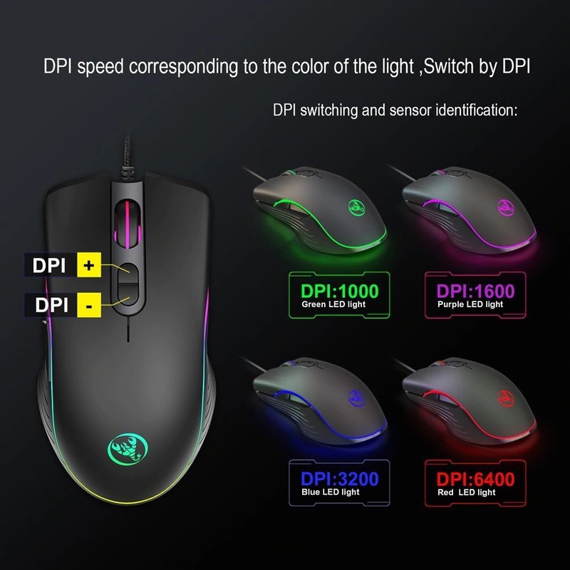 Chuột HXSJ A867: Gaming LED RGB Chơi Game Có Dây 6400 DPI