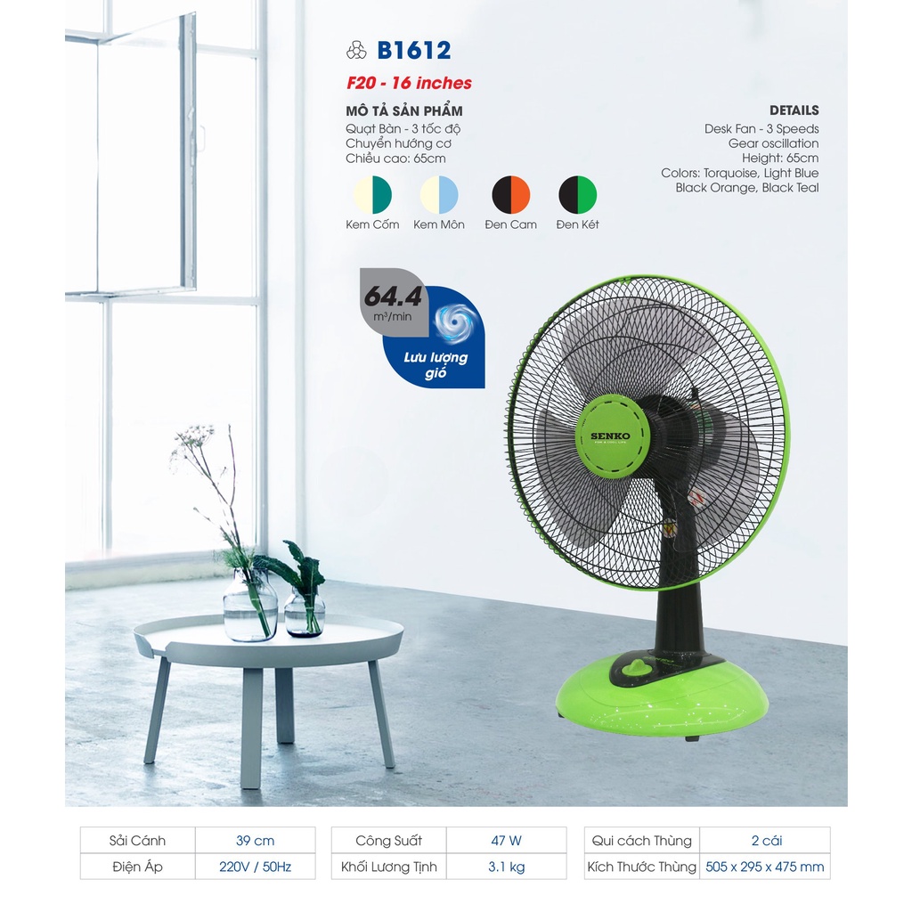 Quạt bàn Senko B1612