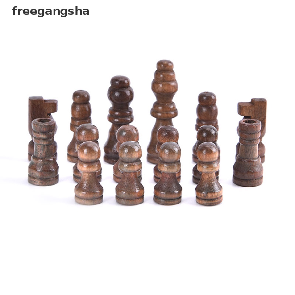 [FREG] 32pcs Wooden Chess Pieces Complete Chessmen International Word Chess Set Chess FDH