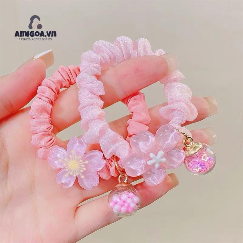 ✨✨Dây Buộc Tóc Cao Su Đính Hoa Nhỏ Xinh Xắn Thời Trang Mùa Hè Cho Bạn Gái