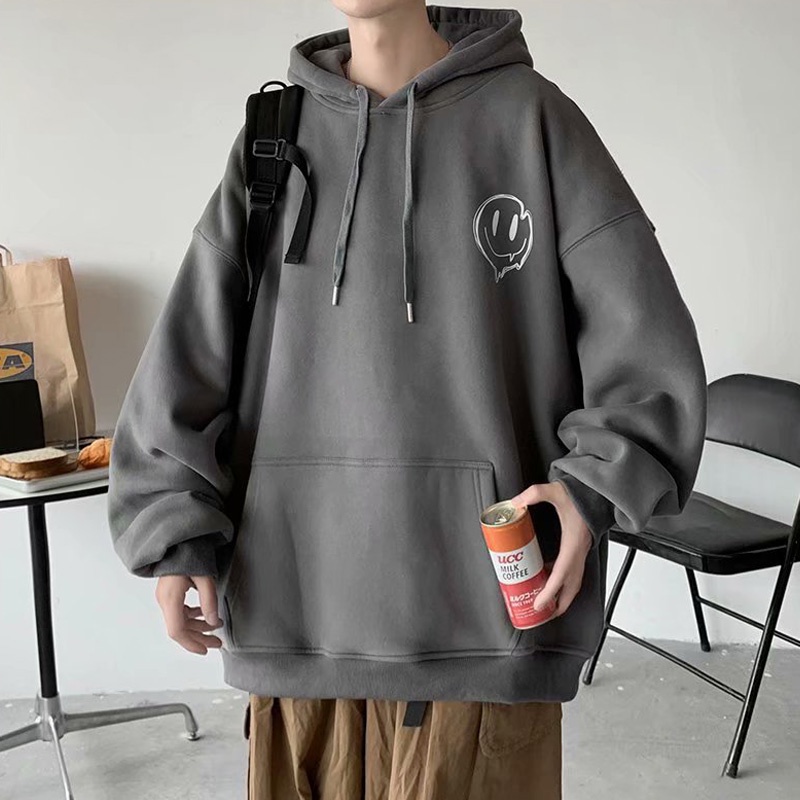 Áo hoodie dài tay in họa tiết mặt cười thời trang dành cho nam