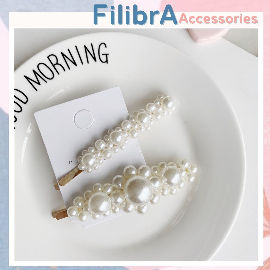 Kẹp tóc đính hạt cổ điển phong cách Hàn Quốc,  phụ kiện kẹp tóc nữ thời trang Filibra KT037
