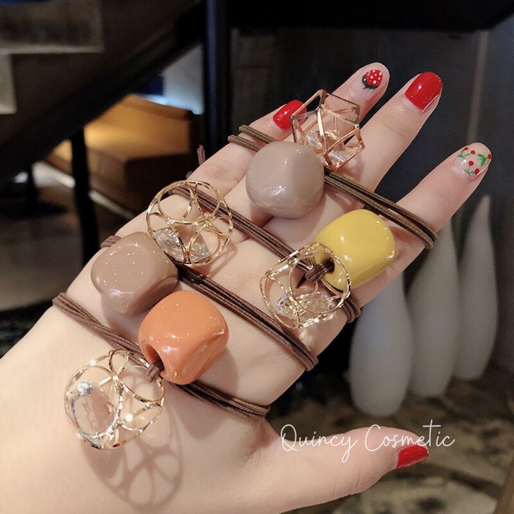 Dây Buộc Tóc, Thun Cột Tóc Scrunchies Xinh Xắn Phong Cách Hàn Quốc Dành Cho Nữ Quincy Cosmetic