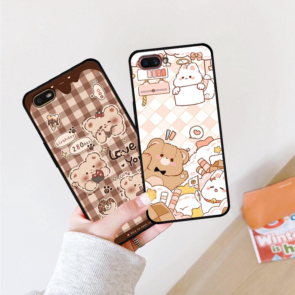 Ốp lưng Realme C1 - Realme C2 in hình caro gấu thỏ dễ thương
