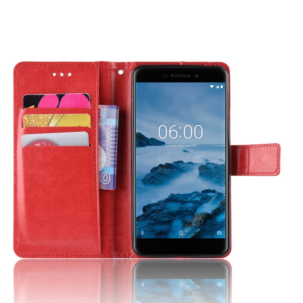 Bao da điện thoại dạng ví có ngăn đựng thẻ cao cấp cho nokia 6.1 6 2018