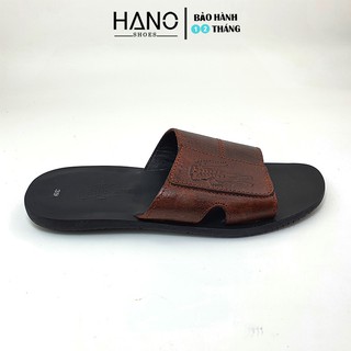 HANO - Dép da nam cá sấu bản ngang da bò thật đế cao su xịn D1211