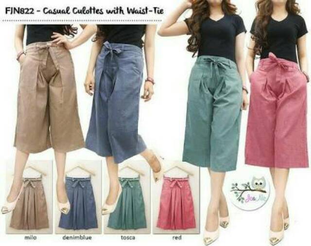 Quần Culottes Ống Ngắn Chất Liệu Cotton